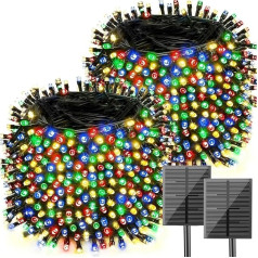 2x22M 200 LED Solar Lichterkette Aussen, 8 Modi Weihnachtsbeleuchtung Außen, IP65 Wasserdichte Led Lichterkette Außen, Weihnachtsbeleuchtung Außen für Balkon, Garten, Weihnachtsbaum, Party
