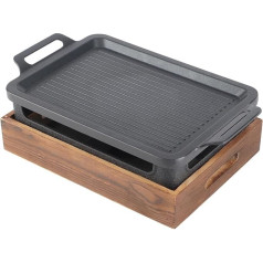 Tabletop Barbeque Grill Stick Proof Wooden Base Alcohol Stove for Camping Restaurant