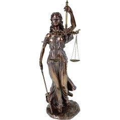 Veronese Justitia Figure 34 cm - Bronzed Goddess of Justice Sculpture - Polyresin Statue with Real Bronze Coating - Decoration for Office and Home