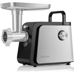 ZEEGMA MOLEN CHEF EASY Electric Meat Mincer Power 2100 W 3 Stainless Steel Sausage Attachment Vegetable Shredder Reverse Gear