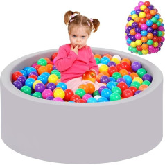Baby Ball Pit Foam Ball Pool with 200 Tri-Colour Balls, Balls for Ball Pit for Baby Ball Pit with Plastic Balls Including Round Soft Foldable Large Ball Pit for Toddlers Indoor and