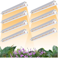 Niello 8 Pack T5 Plant Lamp, 42 cm 80 W LED Grow Lamp for Indoor Plants, Full Spectrum, 660 nm/3000 K/6500 K Plant Light with Reflector/Daisy Chain for Sowing, Greenhouse, Grow Shelves