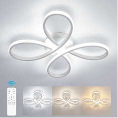 Comely LED Ceiling Light, Dimmable, 40 W, 4500 lm, 40 cm, Modern White LED Ceiling Light, Flower Shape with Remote Control for Bedroom, Living Room, Dimmable 3000 K - 6500 K