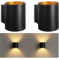 SSC-LUXon Tuani Wall Light Indoor Black Round Wall Lamp Gold Design Up Down Light Socket for 1x G9 Bulb Pack of 2