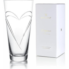 Brilant Heart in Heart Glass Vase Cylinder - Flower Vase Modern with Double Heart Motif and Premium Crystals, Lead-Free Vase Glass, Large, Gift Packaging, Handmade in EU - 1 Piece, 25 cm