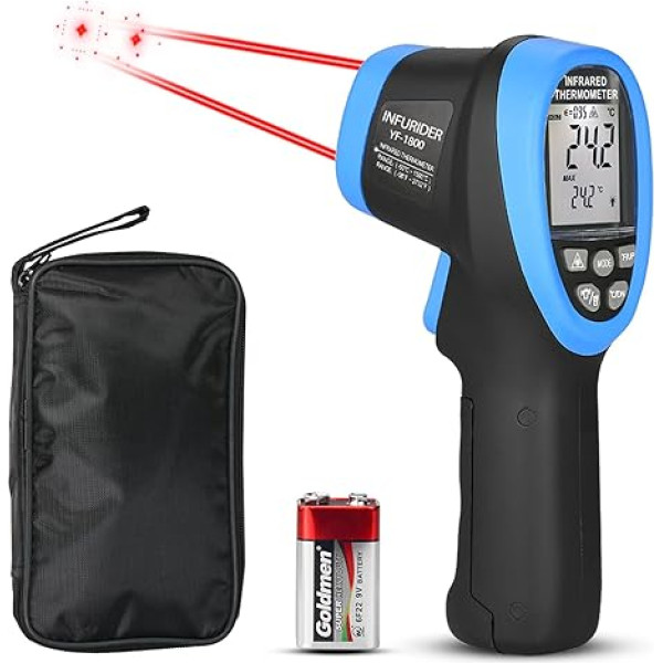 Infrared Thermometer, INFURIDER YF-1800 Digital Laser Temperature Meter, IR Pyrometer, -58°F-3272°F (-50~1800°C), Temperature Measuring Gun with 50:1 High Temperature Gun for Industrial Oven