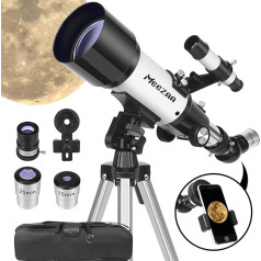 MEEZAA Telescope for Children & Beginners, 70 mm Aperture 400 mm Portable Telescopes for Adults Astronomy with Tripod, Smartphone Adapter and Carry Bag for Observing Planets and Moon