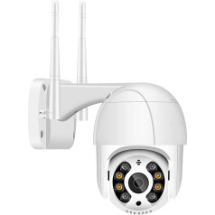 Anksono 2MP Outdoor WiFi Surveillance Camera, 350°/90° Swivelling PTZ Outdoor WLAN IP Camera Surveillance Outdoor, WiFi Camera with Automatic Tracking, Night Vision in Colour, 2-Way Audio, IP66