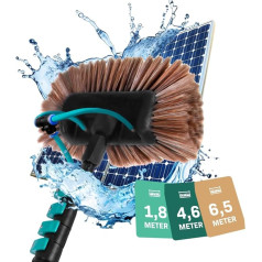 VONROC Telescopic Washing Brush with Telescopic Handle 6.5 m - Extendable Telescopic Rods Cleaning for Windows, Patio Roof, Solar System - Includes Brush, Hose, Soap Dispenser