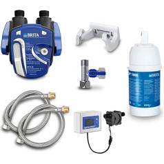 Neues Wasser Group | Undersink Water Filter: Brita Filter Head, Brita Filter P1000, Filter Change Indicator (Digiflow Water Clock), Flex Hose, Angle Valve Adapter