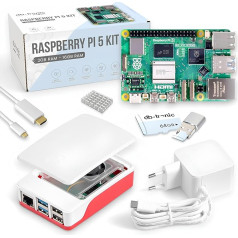Raspberry Pi 5 4GB Starter Kit | 64GB Edition | Official 27W Power Supply | Official Case with Fan | 4K Micro HDMI Cable 1 m | Aluminium Heatsink