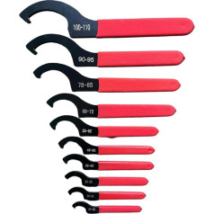 Pack of 10 Adjustable C Type Hook Wrench Set with Non-Slip Handles, High Carbon Steel Round Nut Wrench Kit for Engraving Machines, Electric Spindles and Clamping Nut Settings