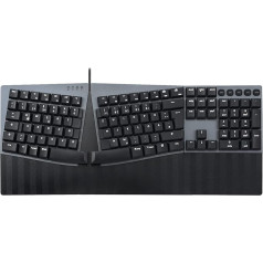 Perixx PERIBOARD-535BR Wired Ergonomic Mechanical Keyboard - Flat Keys with Brown Switches - Programmable Functions - Compatible with Windows and Mac OS X - German QWERTZ