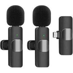 Lancoon Pack of 2 Lavalier Microphone Compatible with Android Laptop Small Lapel Microphone with Plug and Play Noise Reduction for Live Streaming Vlog Interview