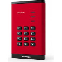 iStorage diskAshur3 HDD 500GB Red - Secure Portable Hard Drive - Password Protected - Dust and Water Resistant - Hardware Encryption