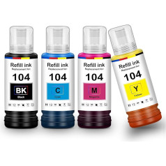 UniPlus Ink E104 ET-2870 ET-2810 ET-2820 ET-1810 ET-2720 ET-2840 ET-2826 Printer Cartridges Compatible with Epson E104 Multipack Refill Compatible with Epson Ecotank ET-2830 ET-2821 ET-4800 ET-47. ET
