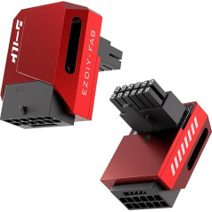 EZDIY-FAB PCIe 5.1 Adapter 600W 12+4pin, 16pin 12VHPWR GPU Plug, 12V-2x6 GPU Adapter, Right 90 Degree Angle Compatible with RTX 3090Ti,4070Ti,4080,4090 GPUs-RVS Type, Red, 1 Pack