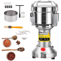 CGOLDENWALL Electric Grain Mill 30-300 Mesh Superfine Grinding for Herbs / Cereals / Spices / Seeds 28000 RPM High Speed Stainless Steel (700 g Vertical)
