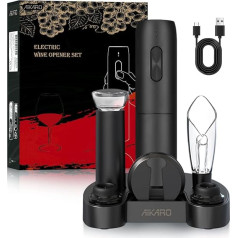 AIKARO - Elektrischer Weinflaschenöffner automatischer elektronischer Korkenzieher, wiederaufladbar (Set C)