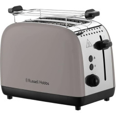 Russell Hobbs Toaster [for 2 slices] Colours Plus Mocha (6 browning levels, wide toast slot, quick toast, lifting function, bun attachment, defrost, reheat and stop function, 1100W) 26931-56