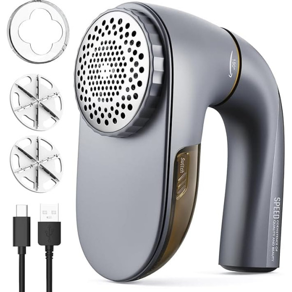 POPCHOSE Electric Lint Shaver, Lint Remover, Rechargeable for Clothes, 2000 mAh Lint Shaver, Large, 2 Speeds with 6 Sheets, Degreaser for Clothes, Couch