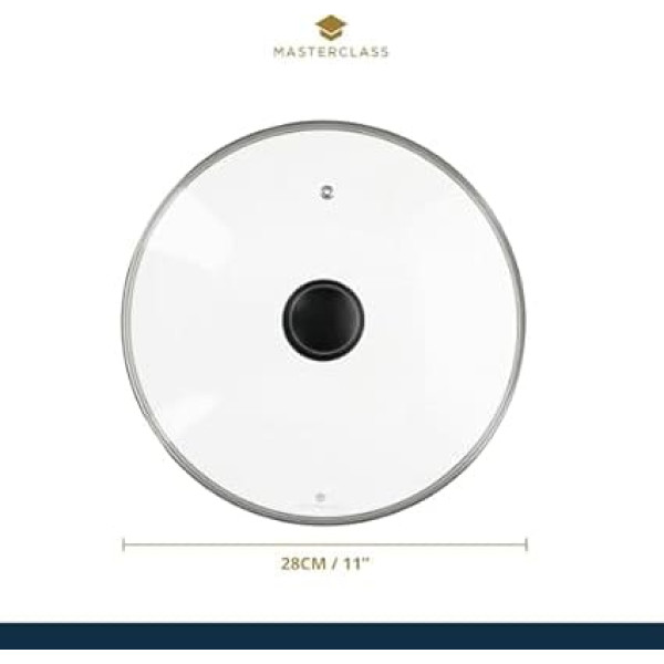 KitchenCraft MasterClass Glass Saucepan Lid Designed to Fit All 28 cm Saucepans and Frying Pans, 28 cm (11 Inch)