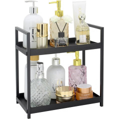 Douzi 2-Tier Bathroom Organiser Shelf, Makeup and Toiletries Storage Rack for Bedroom, Kitchen and Sink, Cosmetic Organiser Rack, Black