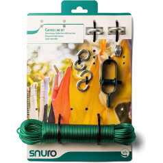 SNURO Washing Line Set (20 m) with Instructions - Complete DIY Kit - Quick and Easy