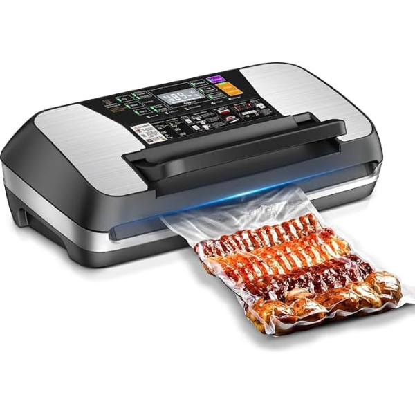 95 kPa Vacuum Sealer, Double Weld Vacuum Sealer for Food, Strong 10-in-1 Mode Film Welding Machine Including Cutter, 1 Roll Bag, 10 Vacuum Bags and Hose