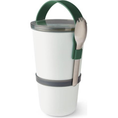 BLACK + BLUM Original Lunch Pot 300 & 600 ml Olive Two 100% Leak-Proof Meal Prep Boxes Lunch Box Including Stainless Steel Spork & Carry Handle Microwave Safe BPA Free Lunch Box Adult