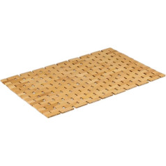 Relaxdays Bamboo Bath Mat, 60 x 40 cm, Non-Slip Shower Mat, Roll-Up Bath Mat, Bamboo Mat, Natural