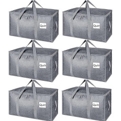 SUNNOW Large Moving Bags 6 Pack 90L Waterproof Clothes Storage Bags Moving Bags Grey
