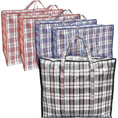 ANSIO Large Laundry Bags, Pack of 5, Reusable Laundry Bags with Zippers, Ideal for Moving, Clothes and Wardrobe, 60 x 25 x 50 cm, Assorted Colours