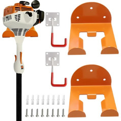 AUMEL 2 Pack Heavy Duty Garage Storage Hooks with 2 Packs Adjustable Hooks for Wall Storage Holder for Power Tools Hanger Grass Trimmer Hedge Trimmer Garage Wall