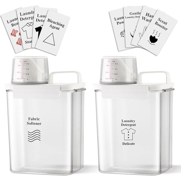 YFPOPONE Washing Powder Storage Container, 1800ml Detergent Storage with Measuring Cup, Rice Dispenser, Cereal Storage Container, Washing Powder Storage Container, 2 Pack