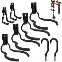 3-H Pack of 8 Wall Hooks Garage Robust Wall Mount for Brush Cutters Grass Trimmer with 50 kg Load Capacity Perfect Heavy Duty Tool Organiser with Garage Hooks for Brush Cutters Power Tools Garden