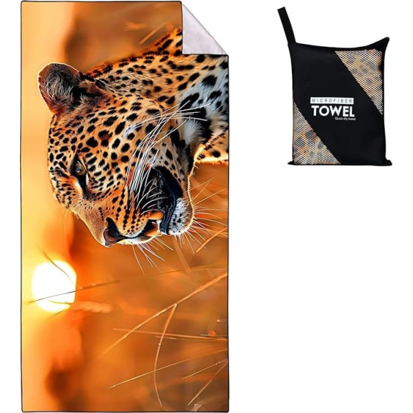 Violetpos Leopard Beach Towel 90 x 180 cm Quick Drying Setting Sun Bath Towel Sand-Free Towel Beach Towel Beach Towels Large Bath Towel Portable Towels Lightweight and Thin Animal Theme