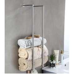 Bathroom Towel Rack for Rolled Towels, Wall Mounted Towel Storage for Bathroom Organization, Stainless Steel Towel Storage Holder Can Hold Up to 6 Large Bath Towels