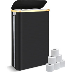 Toilettenpapier-Aufbewahrung, 50 l Toilettenpapier-Aufbewahrung für bis zu 24 Rollen, multifunktionaler großer Korb mit Seitenfenster, Badezimmer-Organizer mit Deckel, freistehender Box