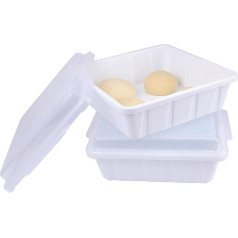 LUVCOSY 2 x Pizza Ball Box with Lid, Stackable Fermentation Box for Pizza Dough and Bread Dough, Dough Box for 4 Pizza Balls, 30 x 30 x 9 cm Dough Tray for Pizza Dough, BPA-Free, White Pizza Dough