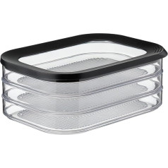 Mepal Modula 3-Ply Nordic Black Cold Meat Box - 1650 ml Fridge Food Box - For Storing Sausages and Meat Products - 3 Separate Storage Containers - Dishwasher Safe