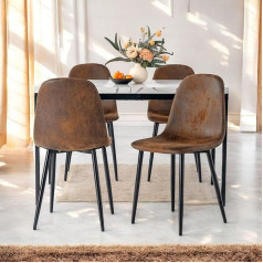 FurnitureR White Imitation Marble Cafeteria Tables, School Table for 4 to 6 People, Thick Wooden Top with Metal Structure for Meeting and Meetings, 120 x 70 x 75 cm