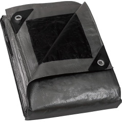 GUARD SHIELD Tarpaulin with Eyelets, Waterproof, 6 m x 8 m, Grey Silver / Black, Multifunctional Polyester Tarpaulin, 120 g/m² Fabric, Protective Tarpaulin, All-purpose, Tear-Resistant, UV-Stabilised