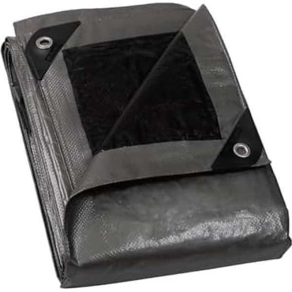 GUARD SHIELD Tarpaulin with Eyelets, Waterproof, 6 m x 8 m, Grey Silver / Black, Multifunctional Polyester Tarpaulin, 120 g/m² Fabric, Protective Tarpaulin, All-purpose, Tear-Resistant, UV-Stabilised