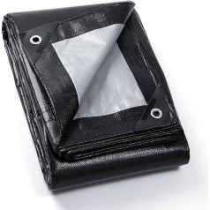 GUARD SHIELD Tarpaulin with Eyelets, Waterproof, 4 m x 8 m, Black/Grey, Fabric Tarpaulin, 200 g/m², Protective Tarpaulin, All-purpose Tarpaulin, Tear-Resistant, UV-Stabilis