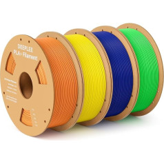 DEEPLEE PLA+ Filament 1.75 mm, PLA Plus 3D Printer Filament, Dimensional Accuracy +/- 0.02 mm, Filament 3D Printing Materials, Yellow, Orange, Blue, Light Green, 4 kg