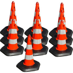UvV-ECO traffic cones, warning cones with screw eyelet and chain opening, PVC, 50 cm, 2.5 kg, heavily reflective (partial reflex RA2 and eyelet), pack of 10
