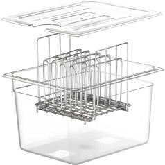 Sous Vide Container -11 L with Lid and Rack for Sous Vide Stick Garer Multiple Brands, Multifunctional Transparent Container, Silver