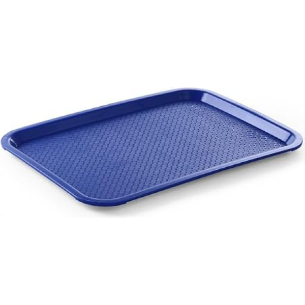 HENDI Serving Tray, Tray, Temperature Resistant up to 80 °C, Fast Food, Medium, 305 x 415 x (H) 20 mm, Polypropylene, Blue (Pack of 10)