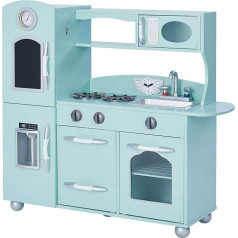 Teamson Kids - Wooden Retro Play Kitchen for Toddler with Chalkboard, Refrigerator, Oven and Dishwasher - Mint (1 Piece) | Pretend Play